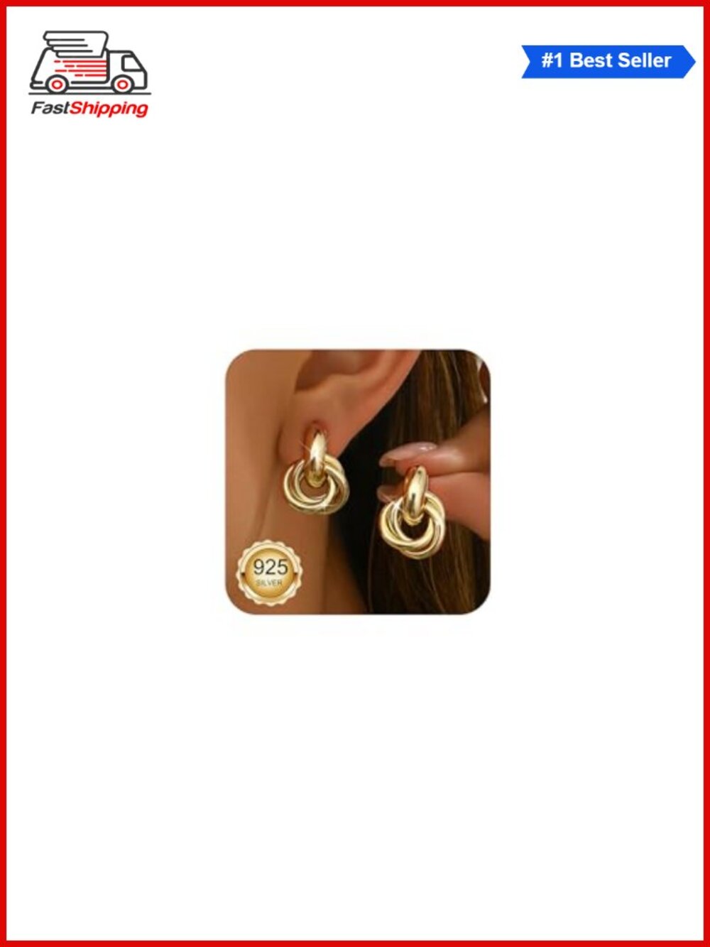 ✨ORAZIO 14K Gold Plated 925 Sterling Silver Knot Earrings Dangle Drop